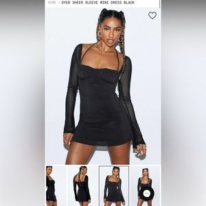Dyer Sheer Sleeve Mini Dress Black